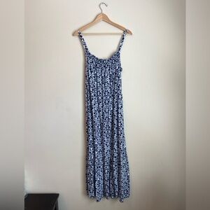 Blue Floral Maxi Sundress - Lightweight Strappy Summer Dress